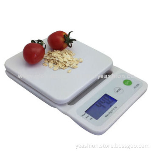 5kg/1g Digital Kitchen Scale with LCD Display and Blue Backlight, Low-battery/Over-load Indication